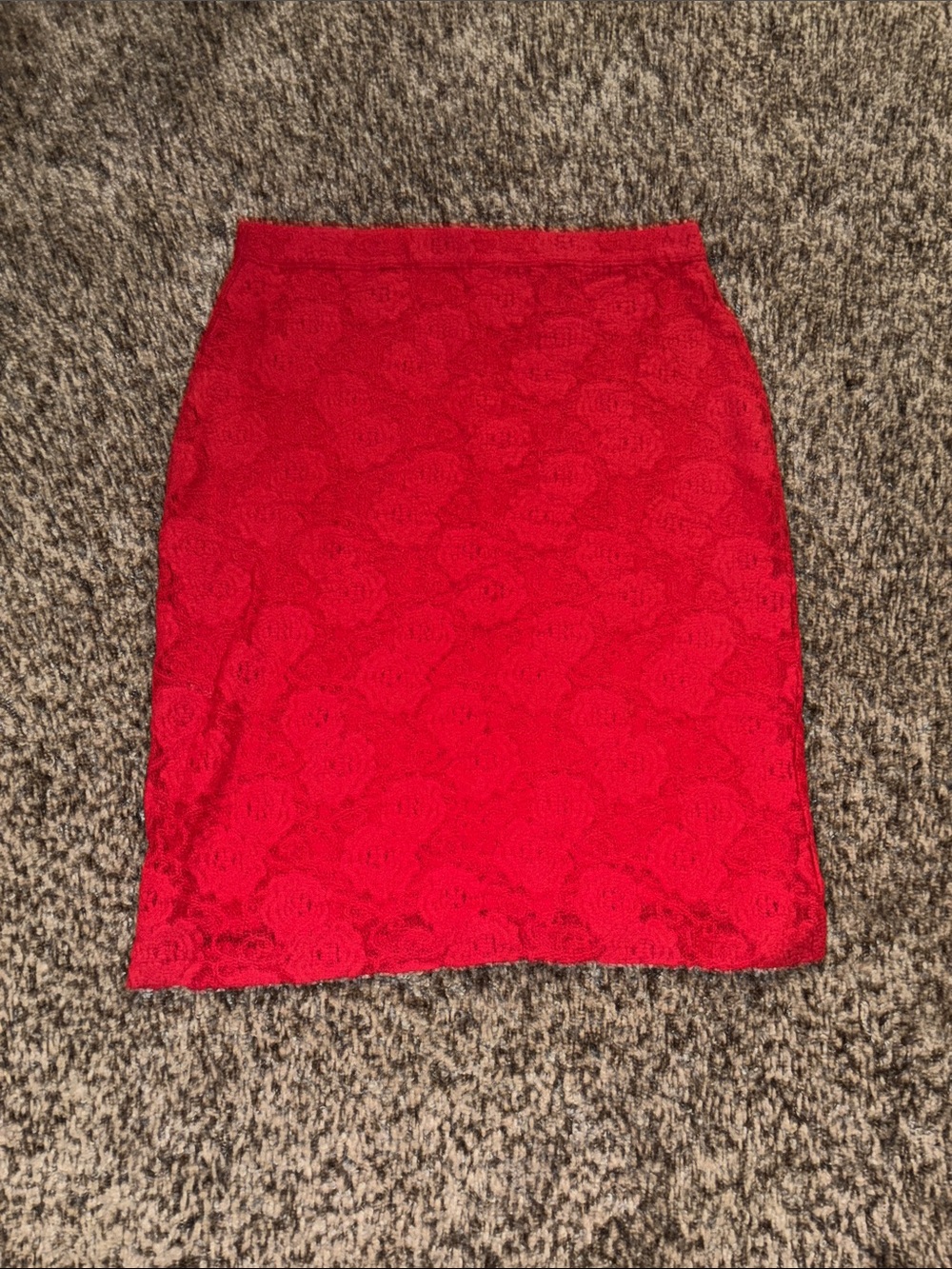 Anthropologie Maeve Alva Red Floral Lace Pencil Skirt